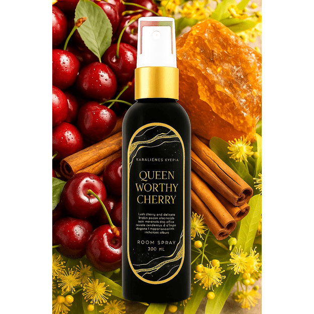 200ML QUEEN WORTHY CHERRY KARALIENĖS KVEPIA PURŠKIAMAS NAMŲ KVAPAS
